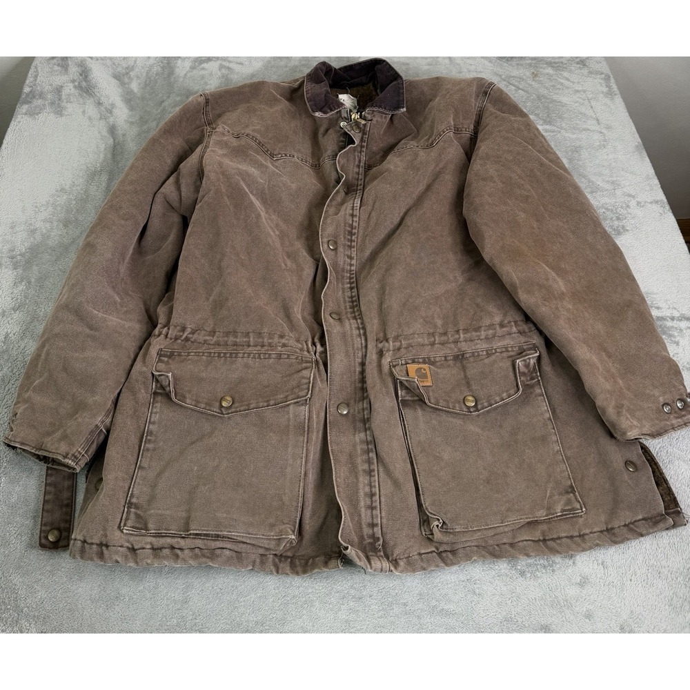 Vintage Carhartt Blanket Lined Chore Barn Coat Men's Size 2XL Brown Workwear